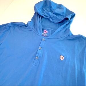 GUC XXL Olephant Long Sleeve Hood Shirt Blue Preppy Summer Hoodie Breathable 014